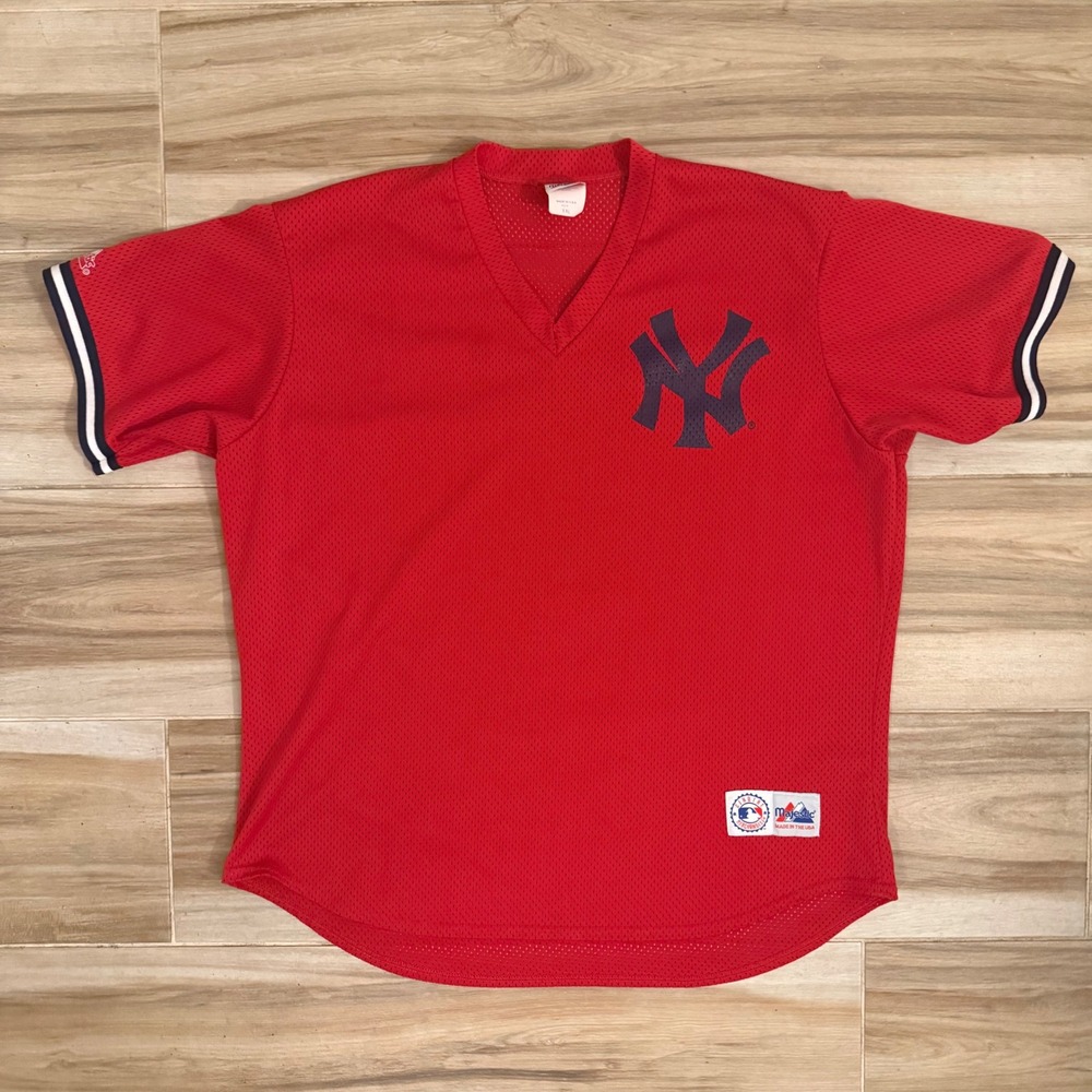 Vintage Majestic New York Yankees Red Mesh Jersey MLB Made in USA XXL 6028
